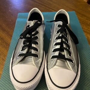 Converse All Star Silver Leather Sneakers